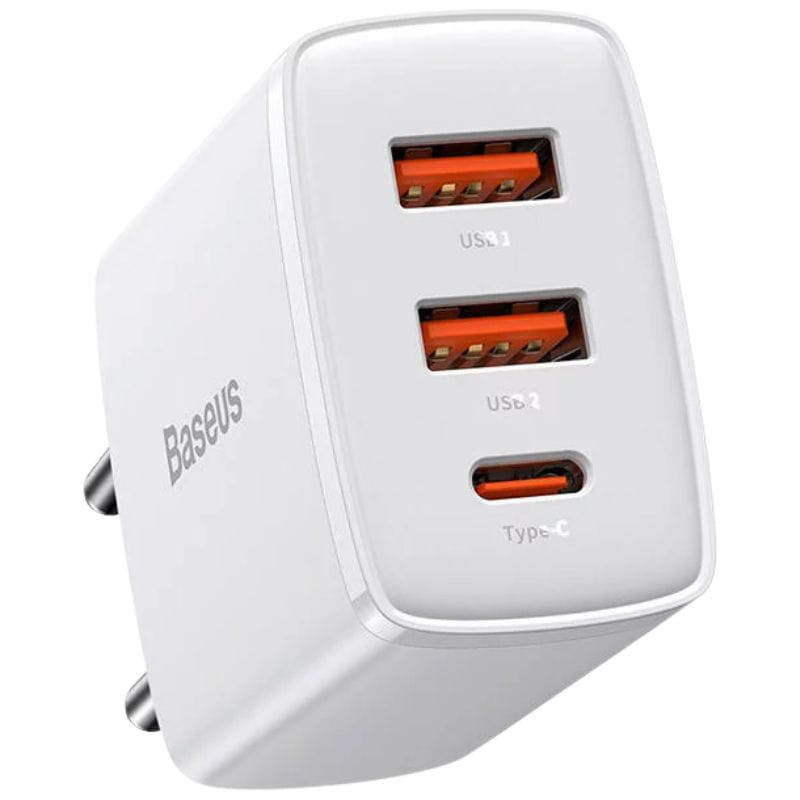 Baseus Compact Quick Charger 30W Blanco - Cargador de pared 2xUSB-A 1xUSB-C - Ítem