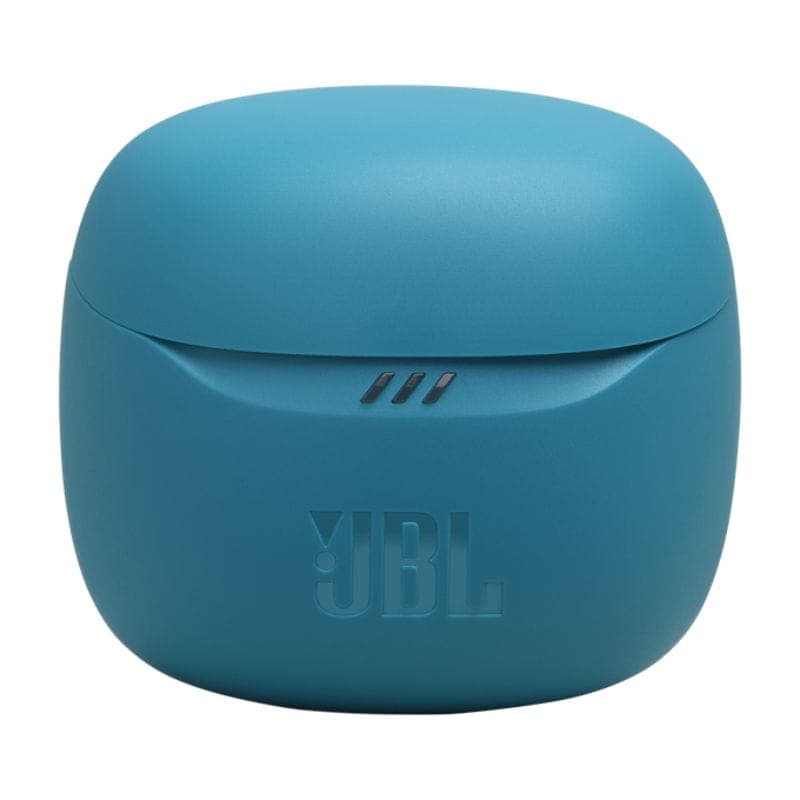 Imagem frontal do estojo de carregamento do JBL Tune Flex 2 Turquoise