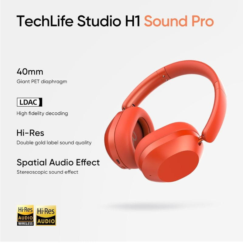 Auscultadores Realme Techlife Studio H1 Vermelho - Item3