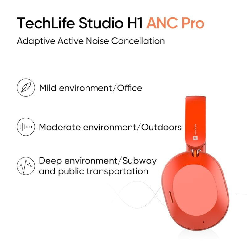 Auscultadores Realme Techlife Studio H1 Vermelho - Item2