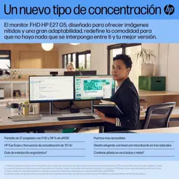 HP E27 G5 27" Full HD 75 Hz IPS Preto imagem no trabalho