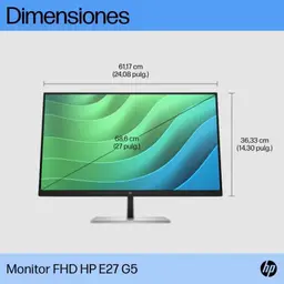 HP E27 G5 27" Full HD 75 Hz IPS Preto imagem das suas dimensões
