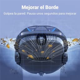 Wybot A1 limpador de fundo: robô compacto com escovas duplas, sucção poderosa e rodas largas, remove folhas e detritos ao atingir e melhorar bordas da