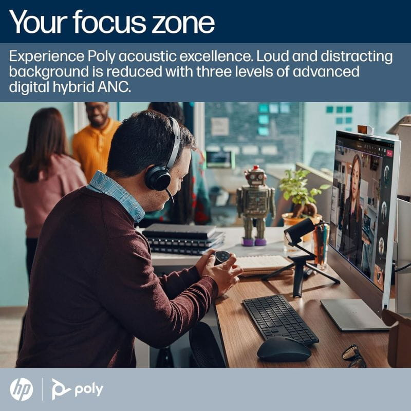 PolyVoyager Focus 2 - Auriculares inalámbricos con adaptador USB-C + Soporte de carga - Ítem3
