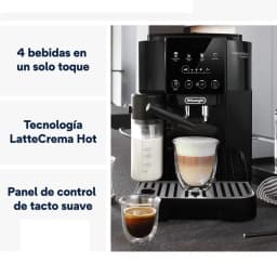 DeLonghi Magnifica Start ECAM220.60.B noire avec écran tactile, bec double, mousseur LatteCrema Hot et carafe lait, plateau égouttoir inox