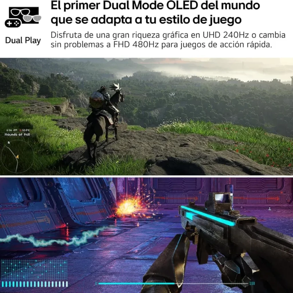 Monitor LG 32GS95UV-B 32 polegadas 4K OLED curvo em preto, tela com bordas finas, suporte robusto, destaque para pretos puros e resposta de 0,03 ms - Item2