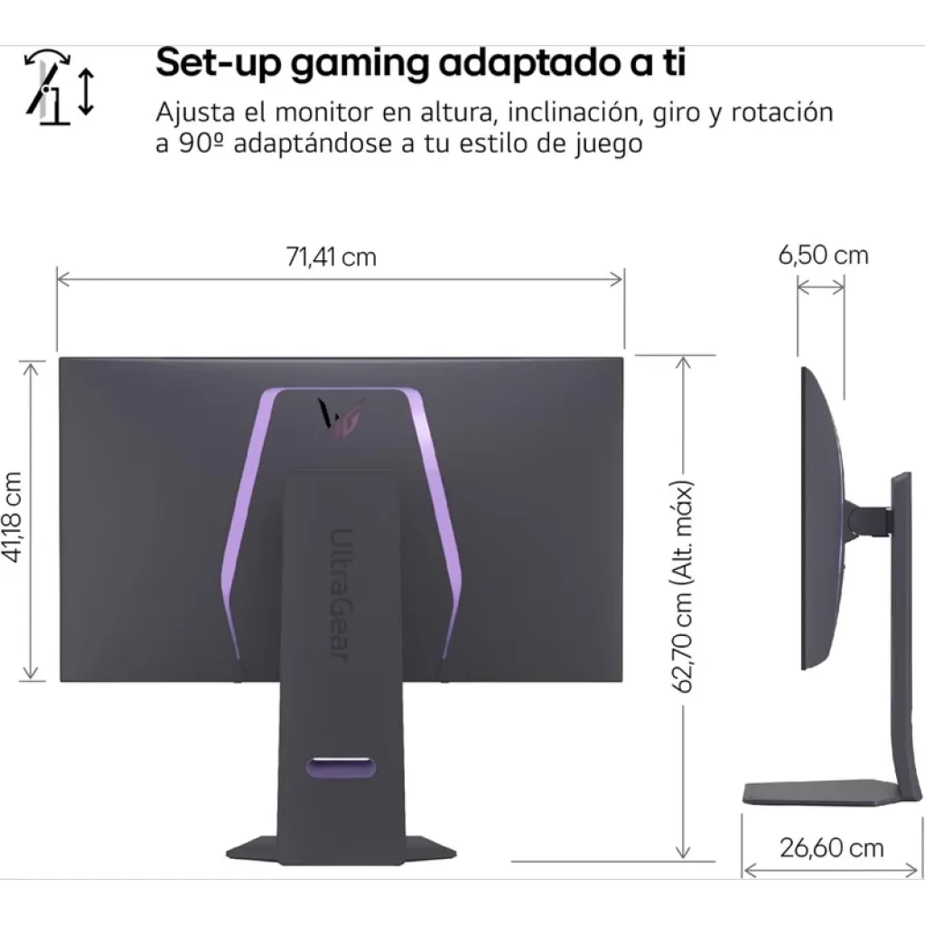 Monitor LG 32GS95UV-B 32 polegadas 4K OLED curvo em preto, tela com bordas finas, suporte robusto, destaque para pretos puros e resposta de 0,03 ms - Item9