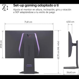 LG 32GS95UV-B monitor curvo OLED 32 pulgadas 4K con bisel fino, altura, inclinación y giro ajustables, rotación 90°, diseño negro con iluminación trasera