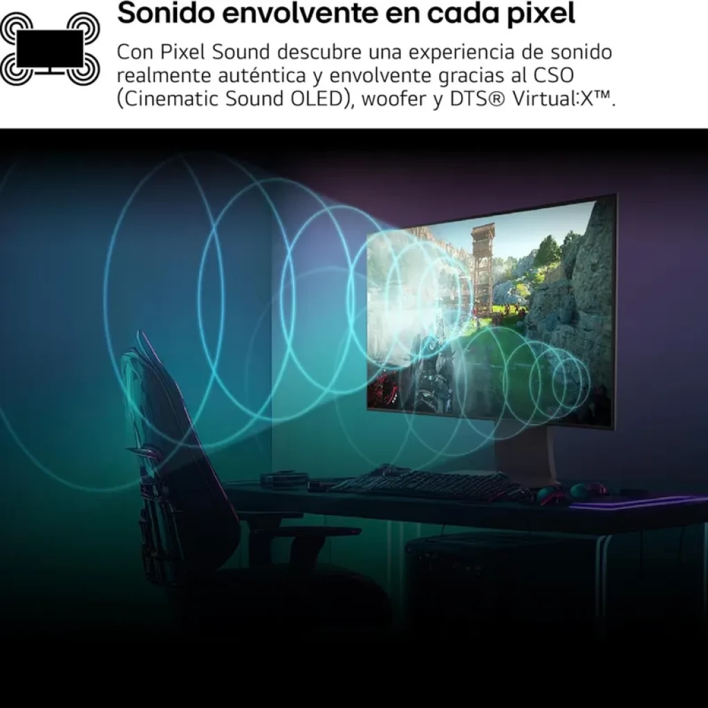 Monitor LG 32GS95UV-B 32 polegadas 4K OLED curvo em preto, tela com bordas finas, suporte robusto, destaque para pretos puros e resposta de 0,03 ms - Item4