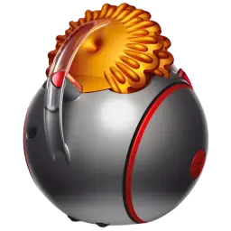 Dyson Cinetic Big ball Multi floor 2 Aspirador de trenó com corpo esférico prateado, detalhes em vermelho e ciclone laranja translúcido no topo