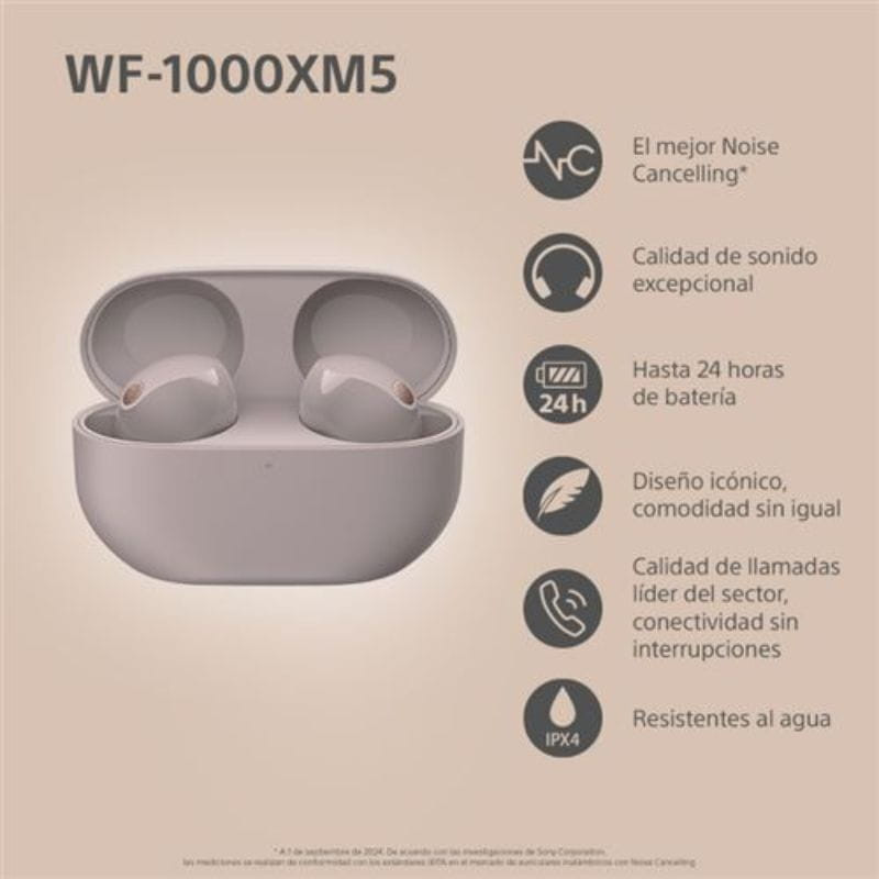 Sony WF-1000XM5 Rose avec réduction de bruit (ANC) - Ítem9