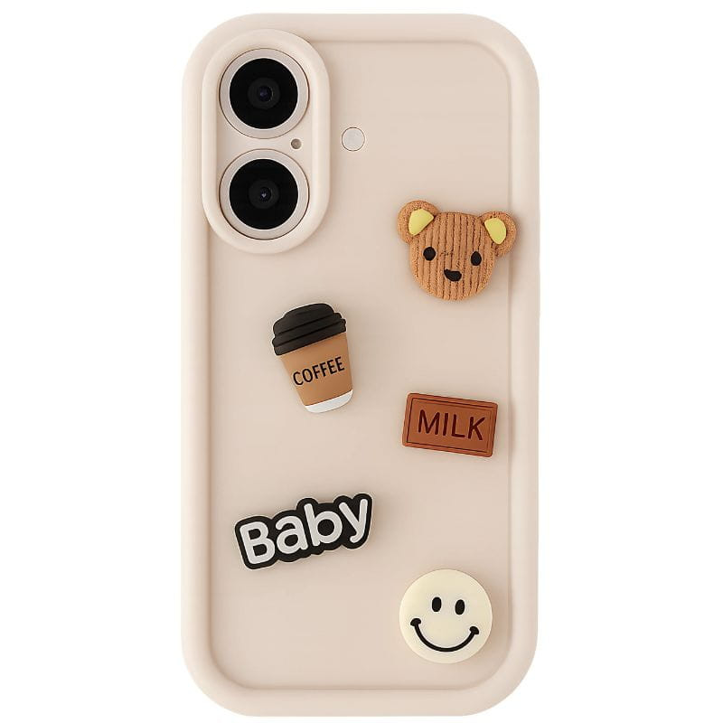 Funda de silicona Coffee Bear iPhone 16 Blanco - Ítem