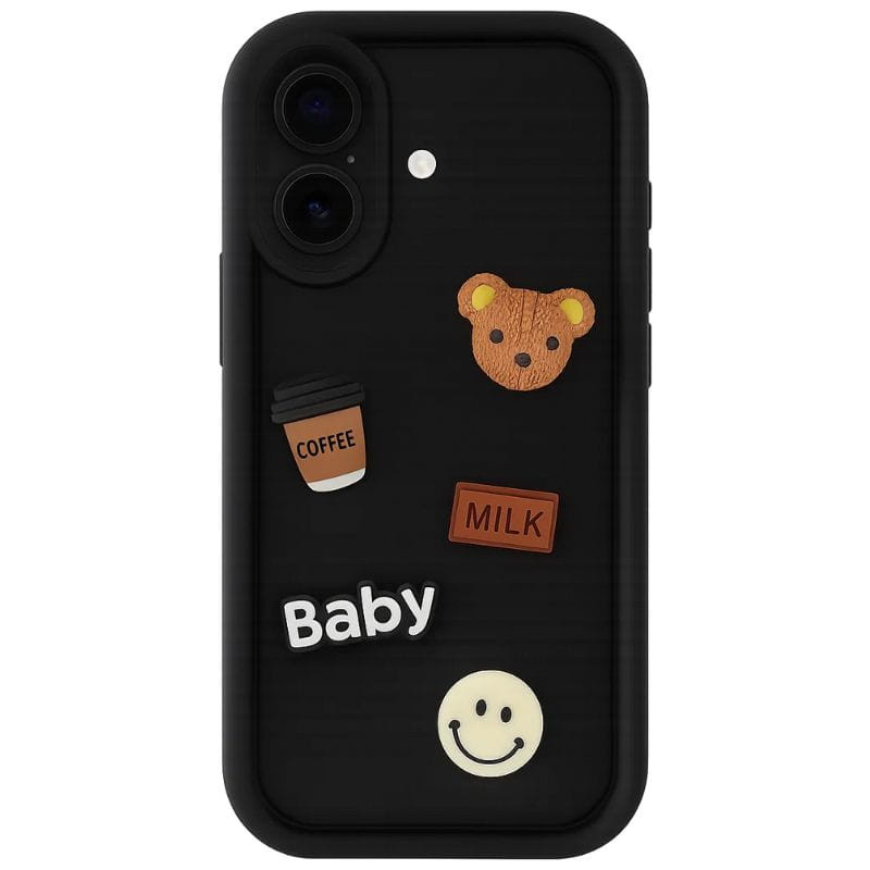 Funda de silicona Coffee Bear iPhone 16 Negro - Ítem