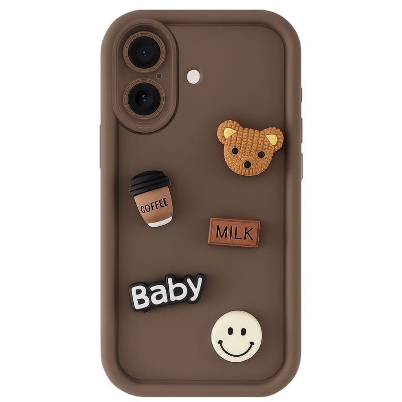 Funda de silicona Coffee Bear iPhone 16 Marrón - Ítem