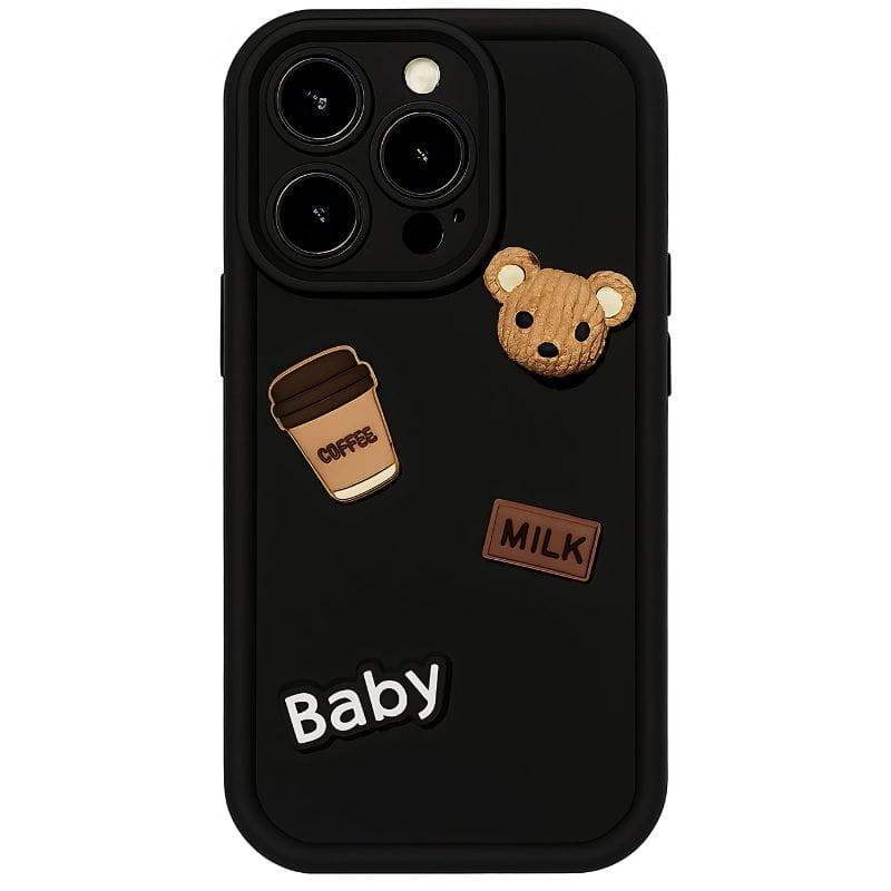 Funda de silicona Coffee Bear iPhone 16 Pro Max Negro - Ítem