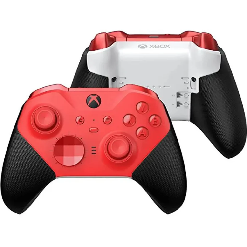 Manette Xbox Elite Series 2 Core rouge et noire, sticks et croix directionnelle rouges, poignées texturées noires, design ergonomique premium - Ítem2