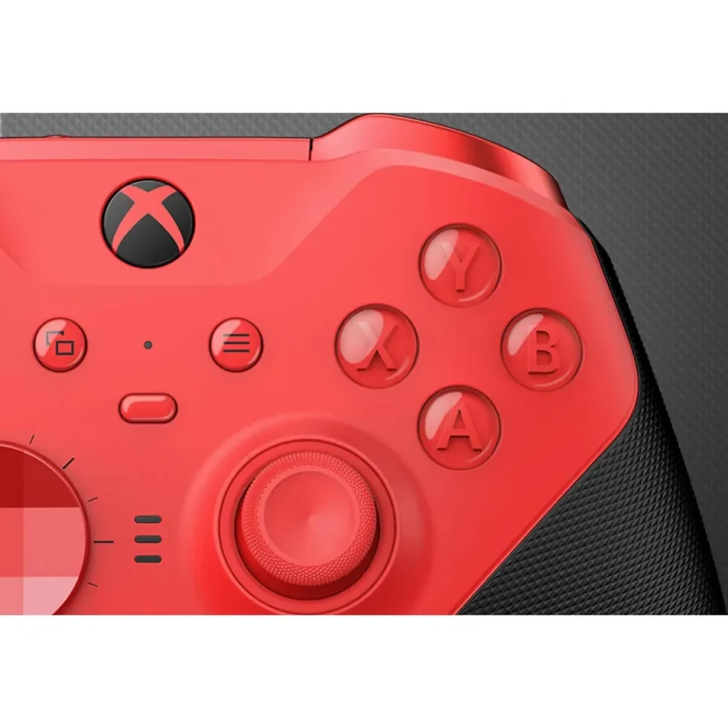 Manette Xbox Elite Series 2 Core rouge et noire, sticks et croix directionnelle rouges, poignées texturées noires, design ergonomique premium - Ítem5