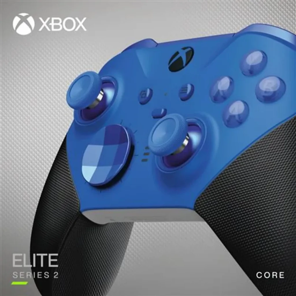 Manette Xbox Elite Series 2 Core noire et bleue, sticks analogiques, croix directionnelle métallique, poignées texturées noires, boutons A B X Y bleus - Ítem3