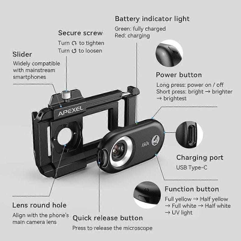 APEXEL APL-MS150 - Objectif pour téléphone avec zoom 150x - Ítem4
