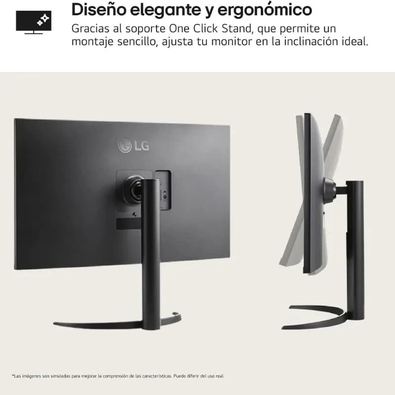 Monitor LG 32UR55OK-B 31,5 pulgadas 4K UHD LCD con diseño elegante, soporte One Click Stand, ajuste de inclinación ergonómico y compatibilidad FreeSync