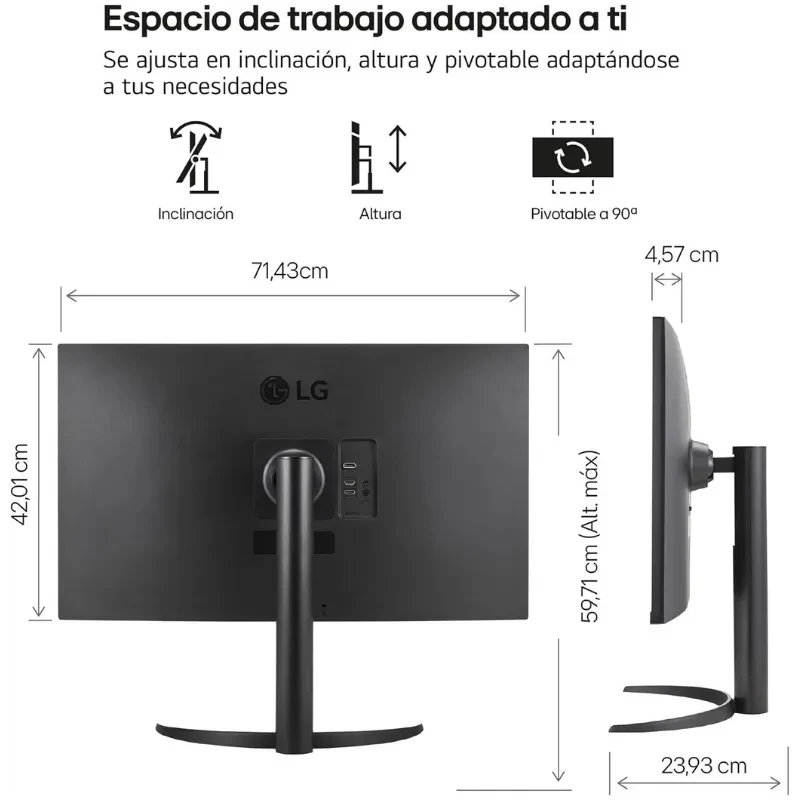 LG 32UR55OK-B 31,5 pouces 4K UHD, dalle LCD, HDR10, FreeSync, gamut DCI-P3 90 %, bords fins, pied courbé élégant pour bureau moderne - Ítem9