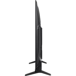 Hisense 65E77NQ 65 4K Ultra HD Smart TV Wifi Preto vista lateral ultrafina com moldura discreta e pés duplos estáveis, design elegante para sala moderna