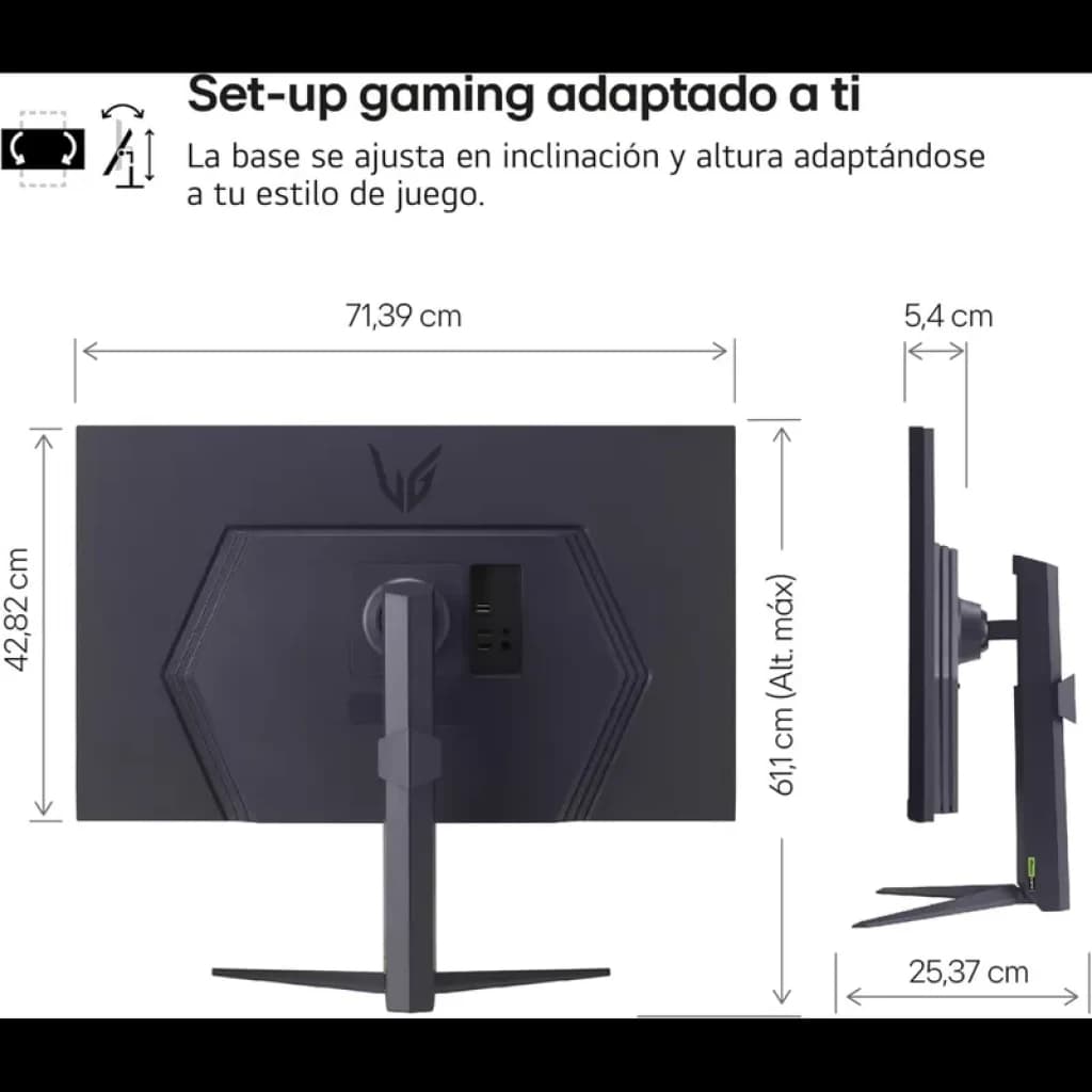 Monitor gaming LG Ultragear 32GS75Q-B 32 pulgadas, panel IPS QHD, 180 Hz, 1 ms, compatible G-Sync y FreeSync, base ajustable en altura e inclinación