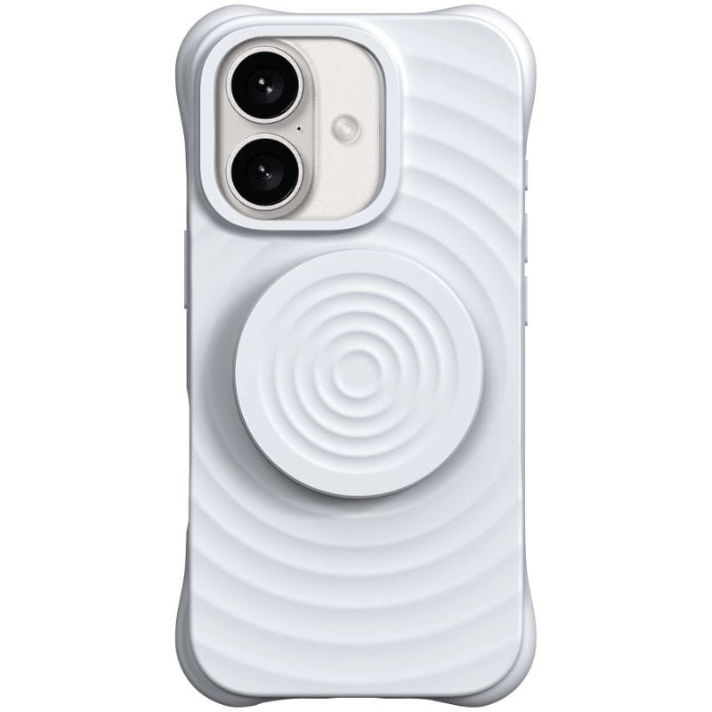 Funda magnética de silicona ondulada con soporte MagSafe iPhone 16 Blanco - Ítem