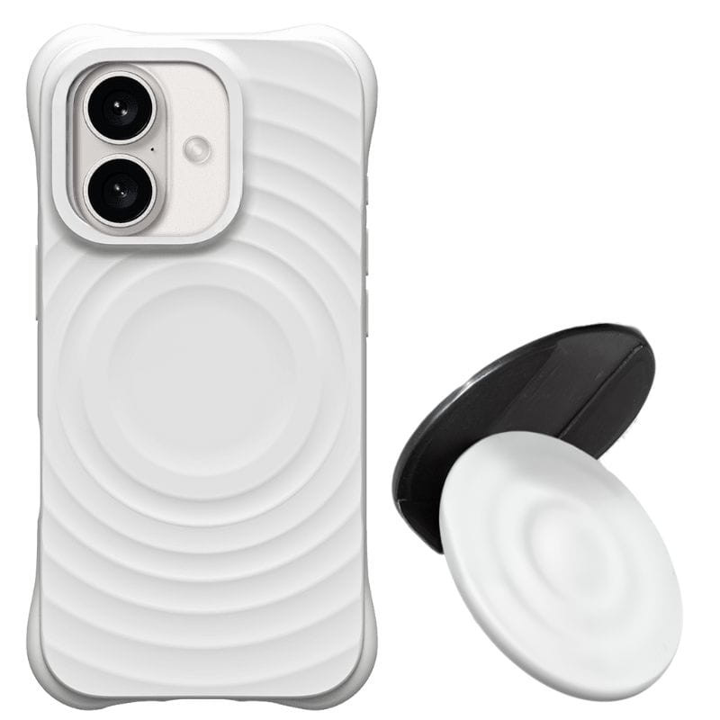Funda magnética de silicona ondulada con soporte MagSafe iPhone 16 Blanco - Ítem3