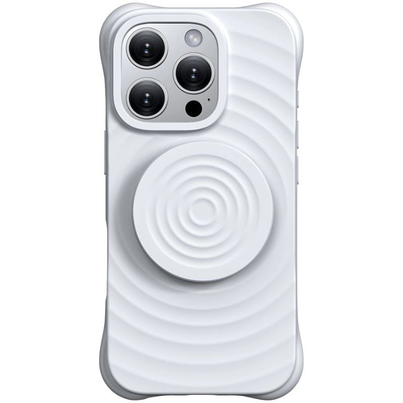 Funda magnética de silicona ondulada con soporte MagSafe iPhone 16 Pro Blanco - Ítem
