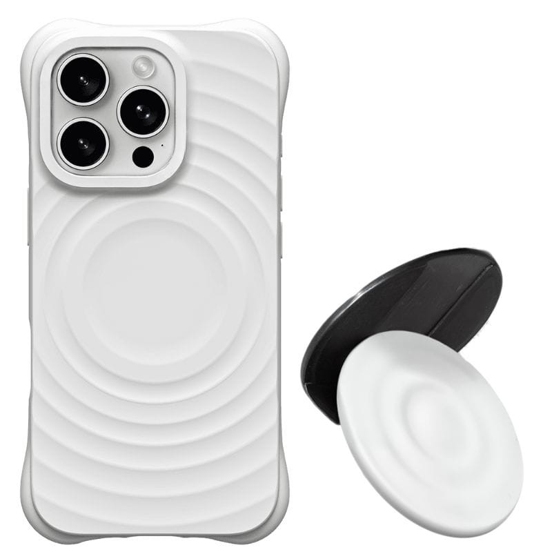 Funda magnética de silicona ondulada con soporte MagSafe iPhone 16 Pro Max Blanco - Ítem4