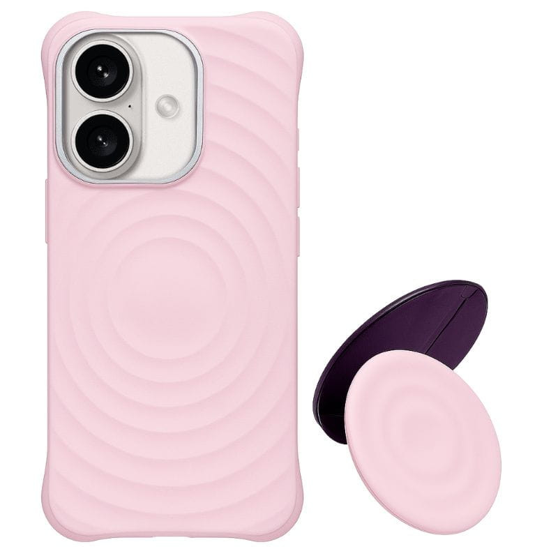 Funda magnética de silicona ondulada con soporte MagSafe iPhone 16 Rosa - Ítem4