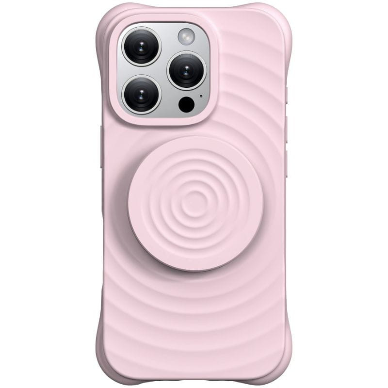 Funda  magnética de silicona ondulada con soporte MagSafe iPhone 16 Pro- Rosa carga magnética - Ítem