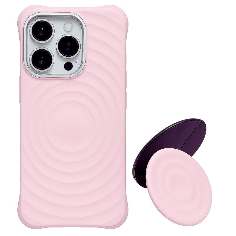 Funda  magnética de silicona ondulada con soporte MagSafe iPhone 16 Pro- Rosa carga magnética - Ítem4