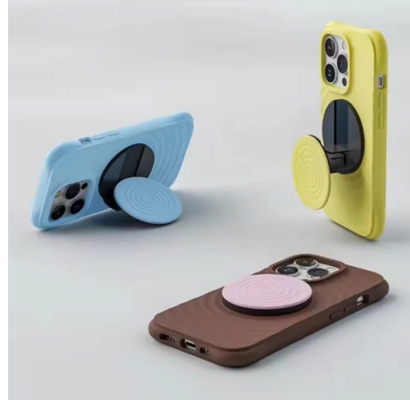 Funda  magnética de silicona ondulada con soporte MagSafe iPhone 16 Pro- Rosa carga magnética - Ítem2