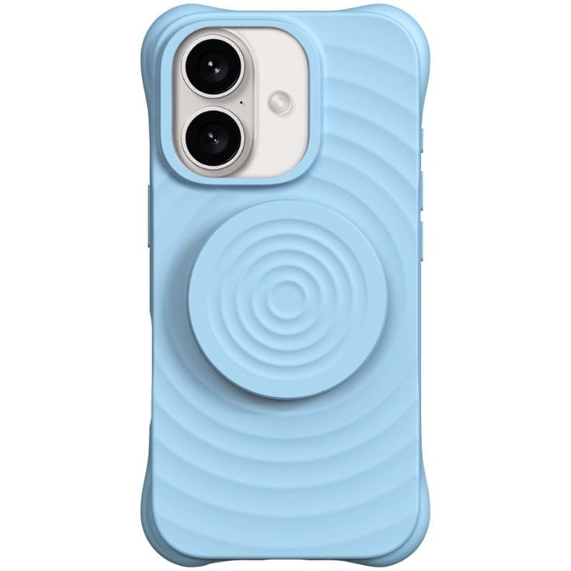 Funda magnética de silicona ondulada con soporte MagSafe iPhone 16 Azul Claro - Ítem