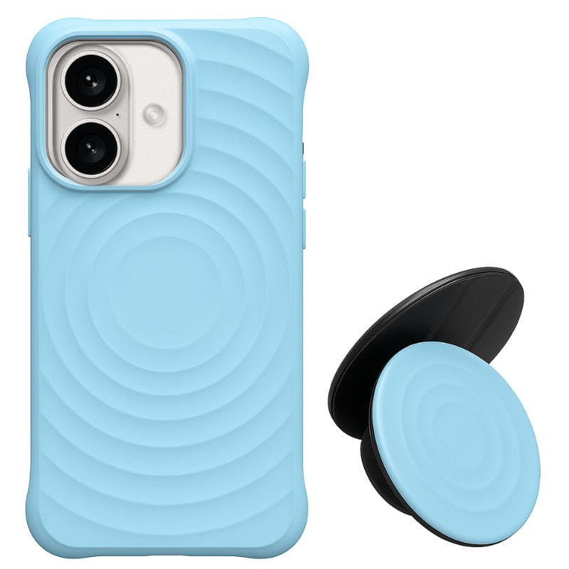 Funda magnética de silicona ondulada con soporte MagSafe iPhone 16 Azul Claro - Ítem4