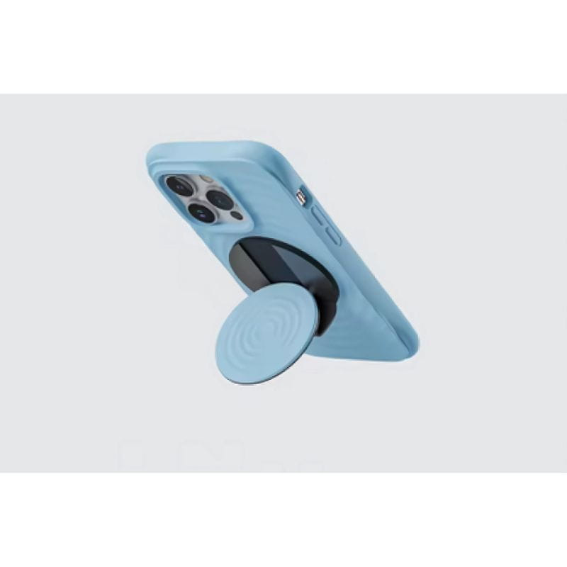 Funda  magnética de silicona ondulada con soporte MagSafe iPhone 16 Pro Max Azul - Ítem3