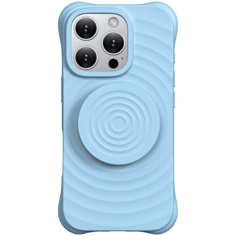 Funda  magnética de silicona ondulada con soporte MagSafe iPhone 16 Pro Max Azul - Ítem