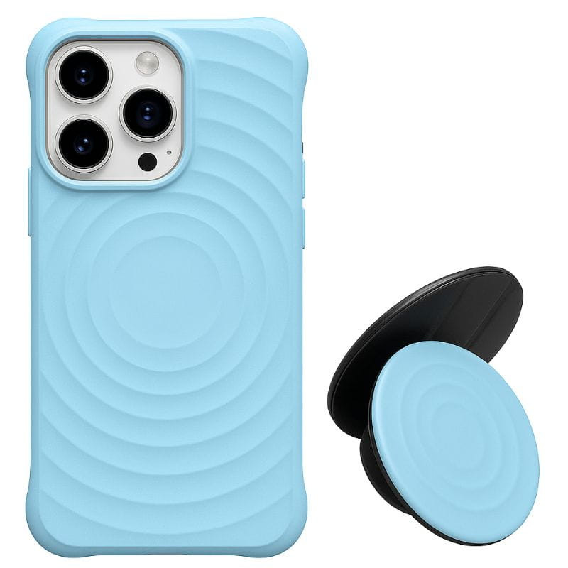 Funda  magnética de silicona ondulada con soporte MagSafe iPhone 16 Pro Max Azul - Ítem4