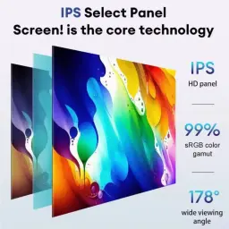 Pantalla táctil IPS HD de 9 pulgadas SD9059 con ángulo de visión 178° y 99% sRGB, colores vivos y amplio gamut para CarPlay y Android Auto inalámbrico
