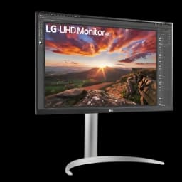 Monitor LG 27UP850K-W de 27 pulgadas con panel IPS 4K UHD, biseles delgados, soporte metálico en arco, gran colorido HDR y texto nítido para trabajo creativo