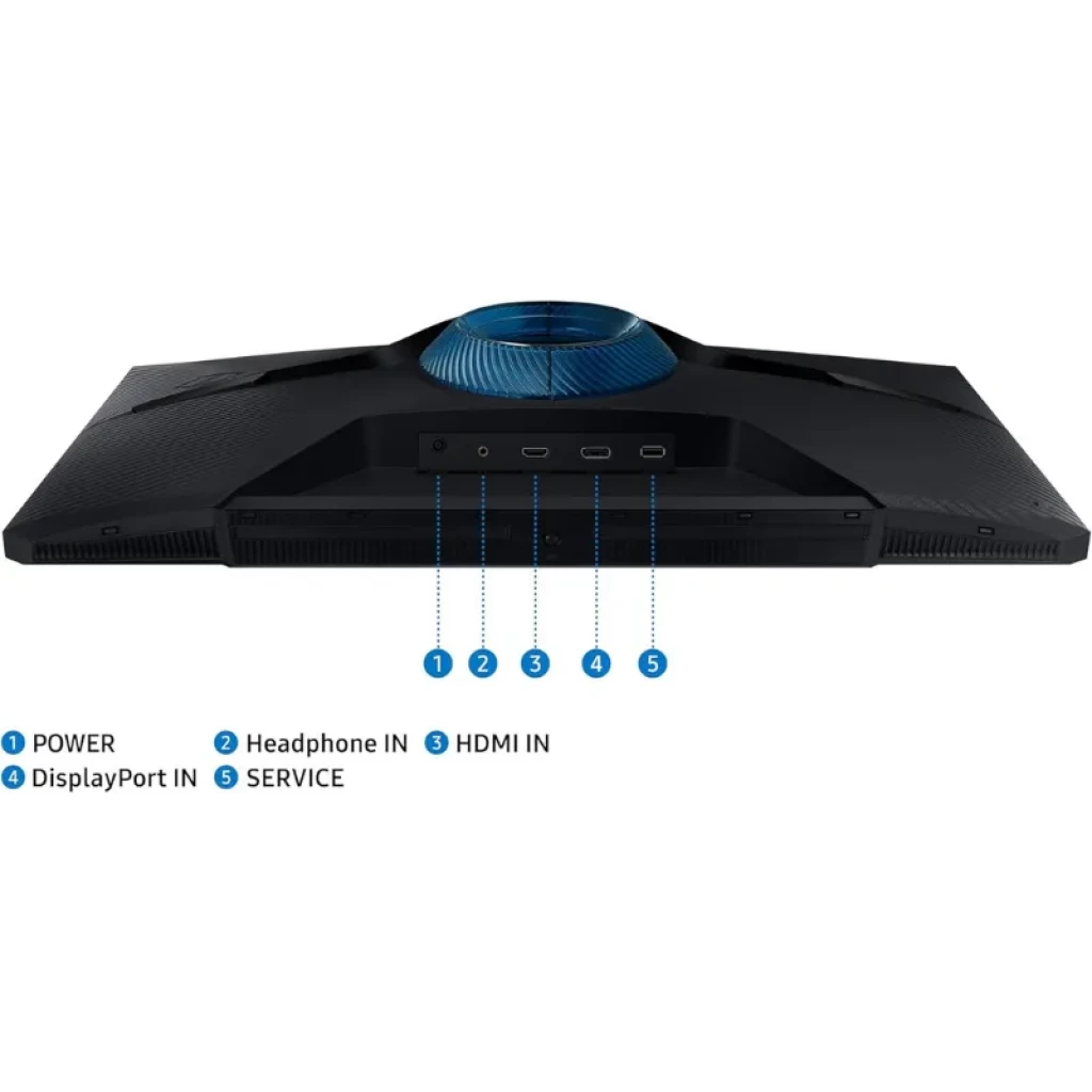 Moniteur gaming 27 pouces Full HD avec bords fins, pied ergonomique noir, écran mat incliné, affichant un vaisseau futuriste aux couleurs néon violettes et - Ítem6