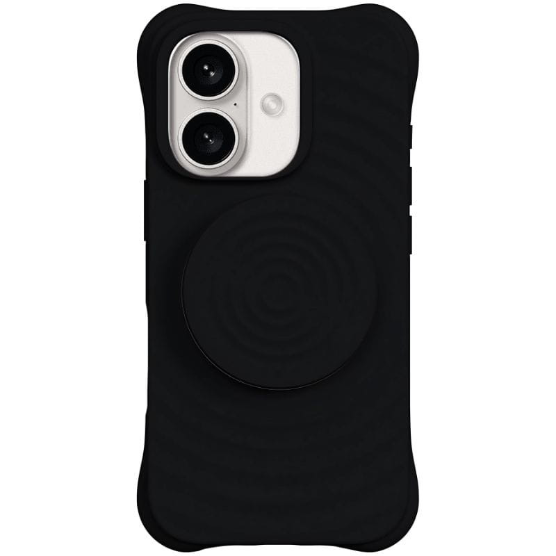 Funda magnética de silicona ondulada con soporte MagSafe iPhone 16 Negro - Ítem