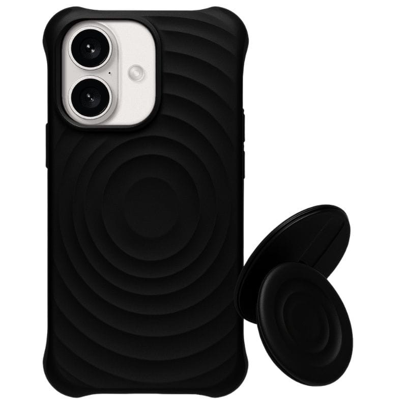 Funda magnética de silicona ondulada con soporte MagSafe iPhone 16 Negro - Ítem4