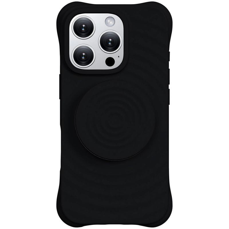 Funda magnética de silicona ondulada con soporte MagSafe iPhone 16 Pro Max Negro - Ítem