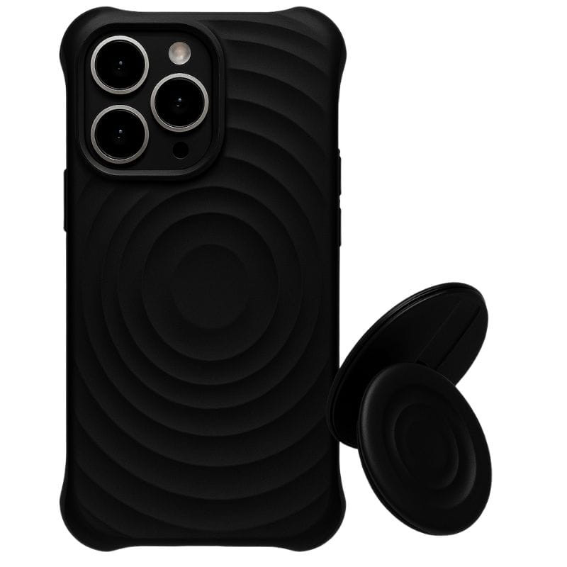 Funda magnética de silicona ondulada con soporte MagSafe iPhone 16 Pro Max Negro - Ítem4
