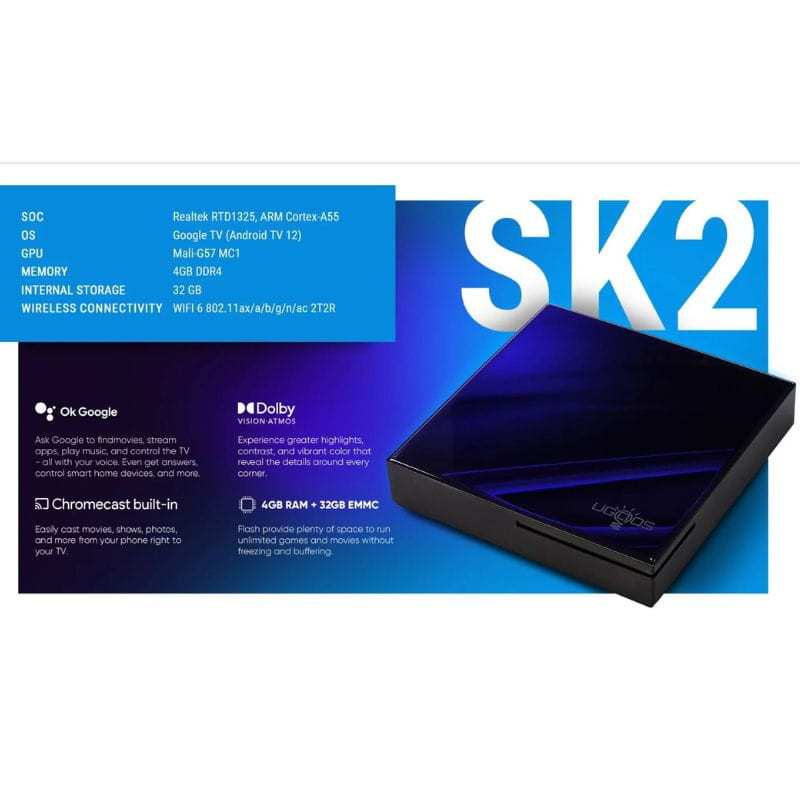 Ugoos SK2 RTD1325 4GB/32GB Android 12 - Android TV - Ítem5