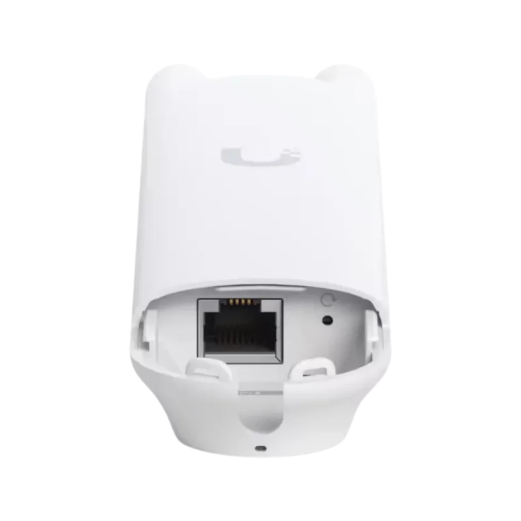 Point d'accès blanc avec deux antennes externes réglables en V, logo U à l'avant, design allongé et minimaliste, compatible PoE et WiFi 5 1167 Mbit/s - Ítem4