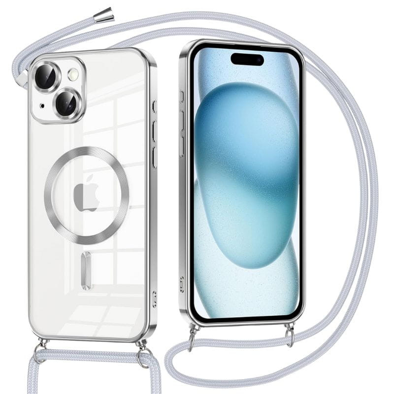 Funda Magnética con colgante para iPhone 15 Plata - Ítem